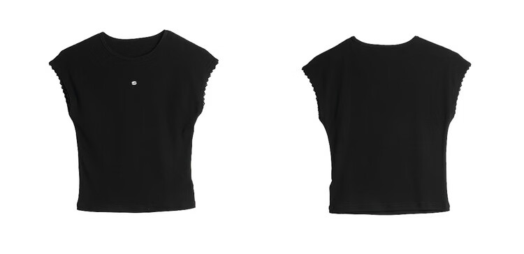 Olrain Eurier Simple Small Lace Sleeve Slim Fit Top Women New Summer Casual Short Sleeve T-Shirt Black XL 22