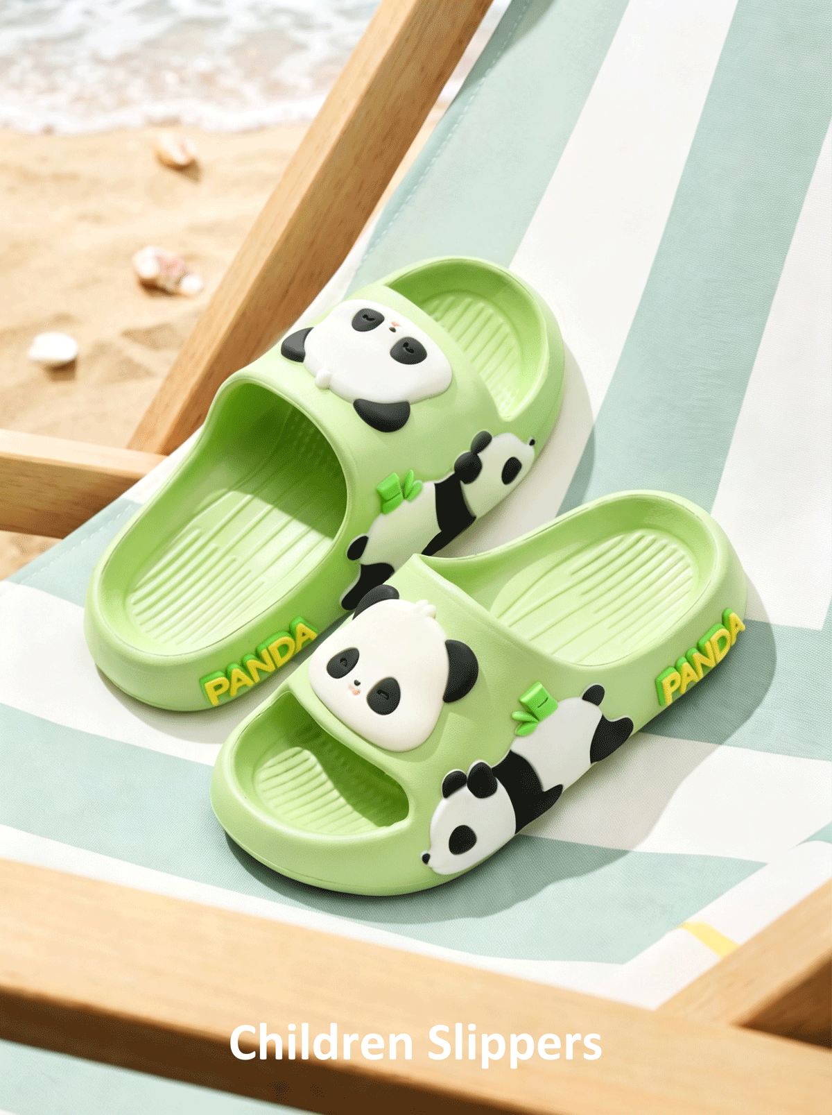 TUDOUWU Kids Slippers for Children, Indoor and Outdoor Non-Slip Soft Sole Sandals, Panda Design Size 210 19