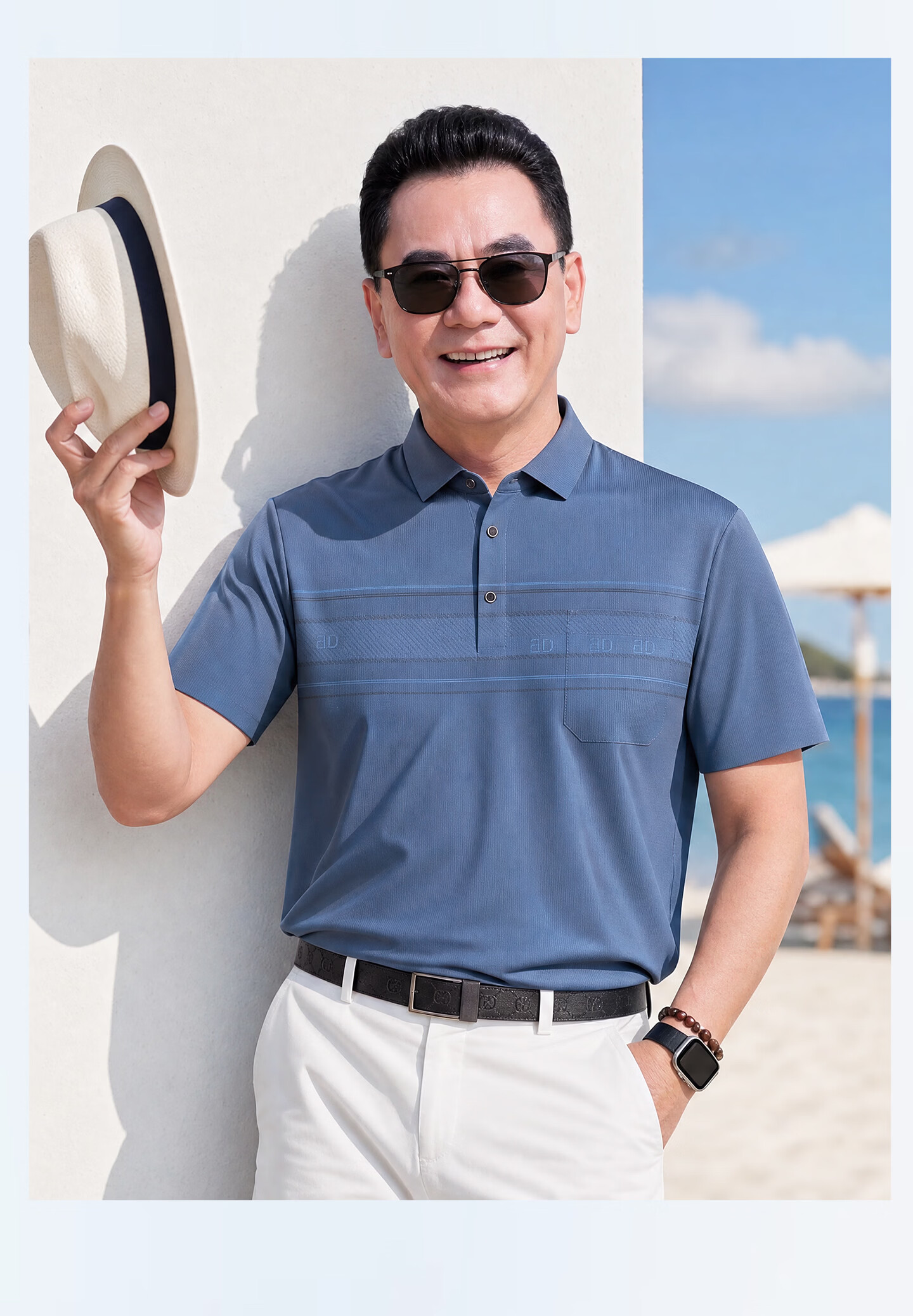 LAOYECHE Men's Summer Short Sleeve Polo Shirt Casual T-Shirt Middle-aged and Elderly Father's Day Gift 25