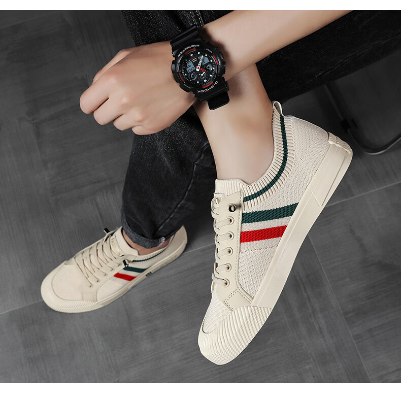 VANCAMEL Men's Summer New Breathable Mesh Casual Shoes Fashion Sneakers Versatile Fabric Shoes Beige Size 41 17