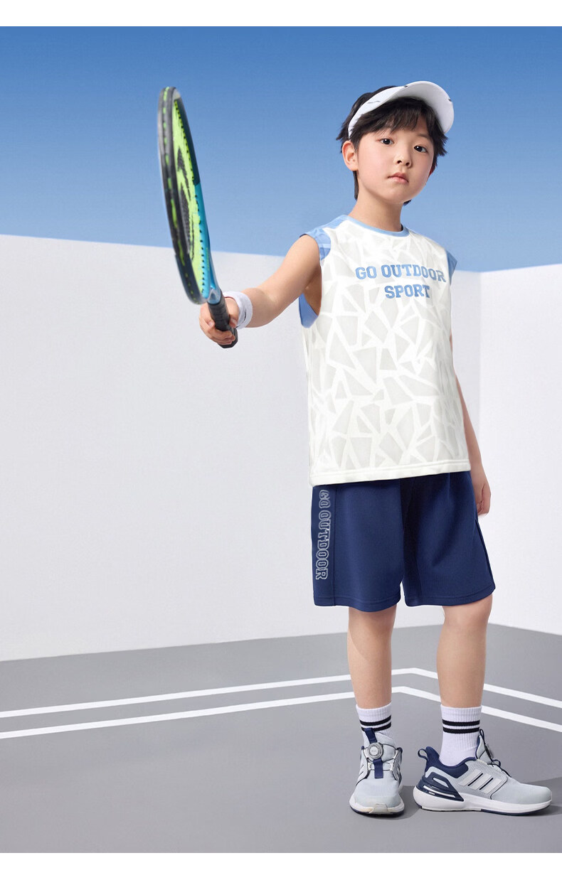 Zuoxi Boys' Summer Outfit Set, 2026 New Style Children's Short-Sleeve Set, Quick-Dry Sports Two-Piece Suit for Summer, Blue, Size 160 46