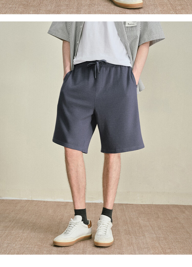 Giordano Designer Men's Chenille Drawstring Elastic Waist Knit Sports Casual Shorts 18106805 15