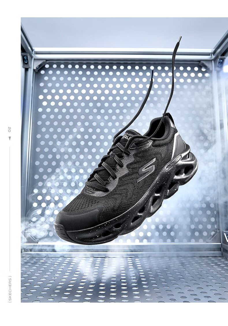 skechers斯凯奇星迈系列秋冬男缓震气泡鞋跑步鞋 男款220546-全黑色