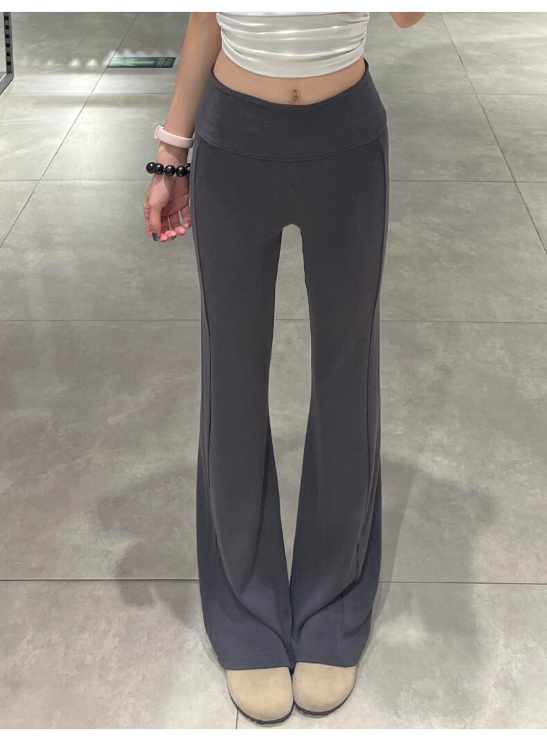 Langsha Women's Thin Flared Pants Summer 2026 New American Style High Waist Slim Yoga Flared Sweatpants Draped Casual Sports Pants 12