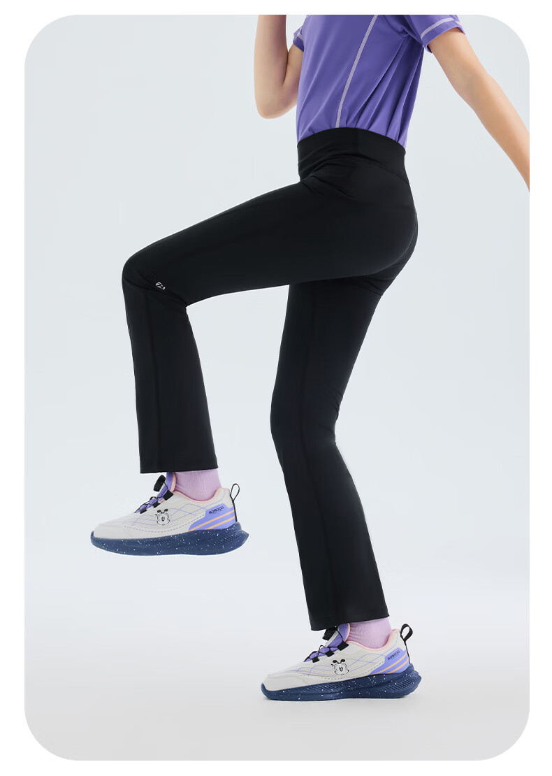Babu Bean [Cooling Sun Protection] Yoga Pants for Girls, Slight Flare, High Elasticity, High Waist, Summer, Black, Size 150 15