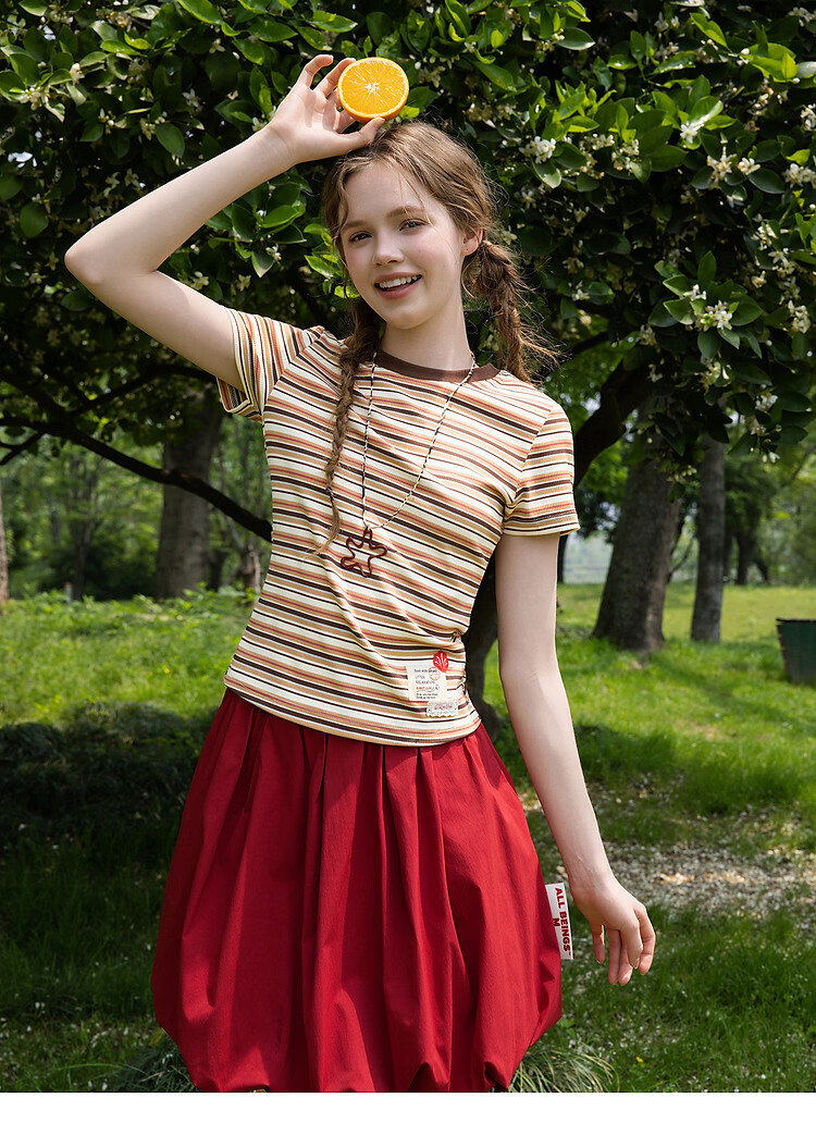 TonLion 2026 Summer Women's Striped Slim Fit Short Sleeve T-Shirt, Stylish and Comfortable, Age-Reducing Basic Tee 9