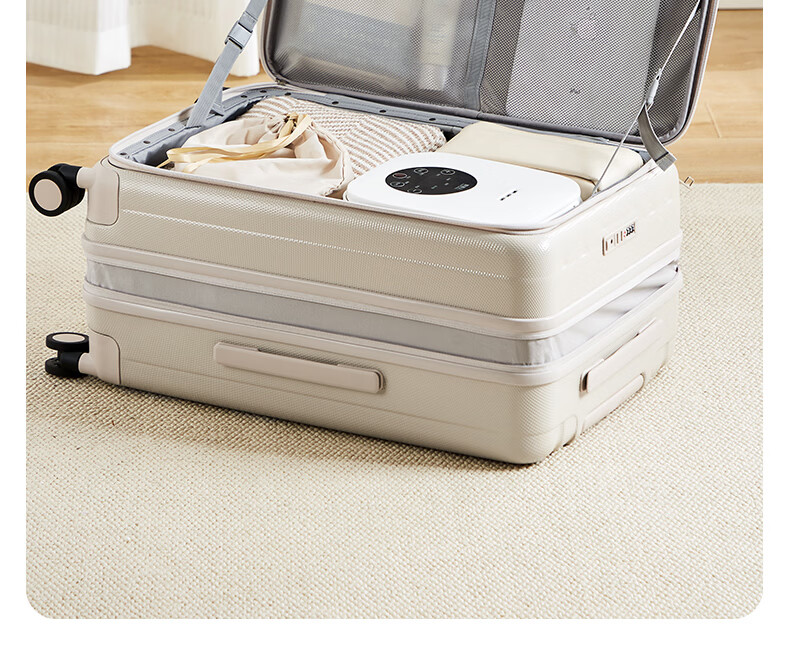 Hanke Expandable Luggage Women Trolley Large Capacity Men Carry-On Suitcase 20 Inch Ivory White Side Opening 27