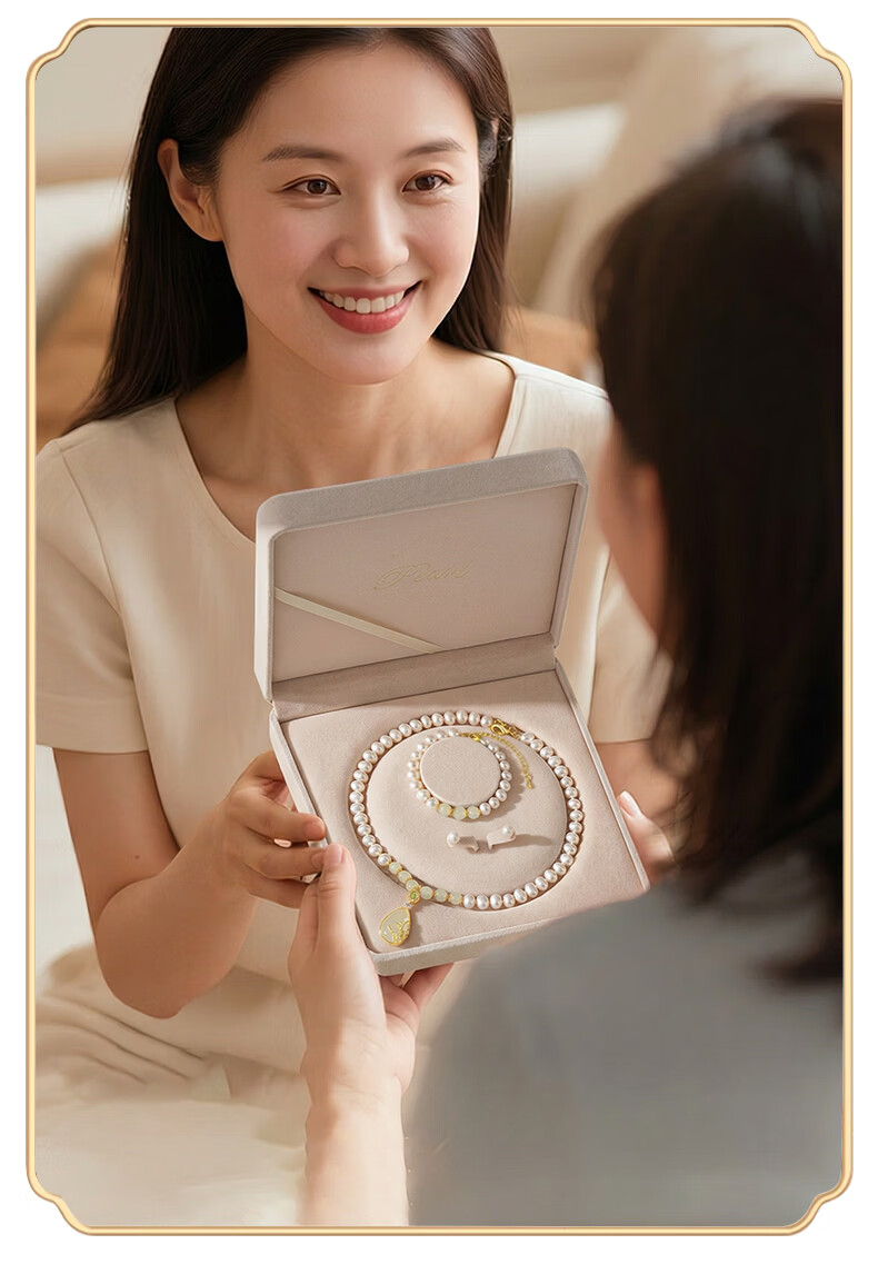 Qike Pearl Necklace for Women Collarbone Full Pearl Chain Light Luxury Niche Genuine Natural Freshwater Practical Birthday Gift for Mom Mother 10