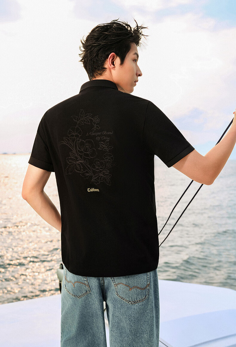 CABBEEN 200G Sorona Cooling Pique Polo Shirt Men Rose Design 2026 Summer Breathable Short Sleeve Polo Shirt 2