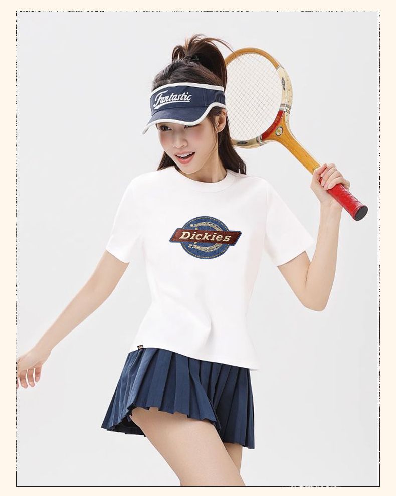 Dickies Dikus Antibacterial Short Sleeve T-Shirt Women 2026 New Summer American Classic Shoulder Top C Navy Blue L 8