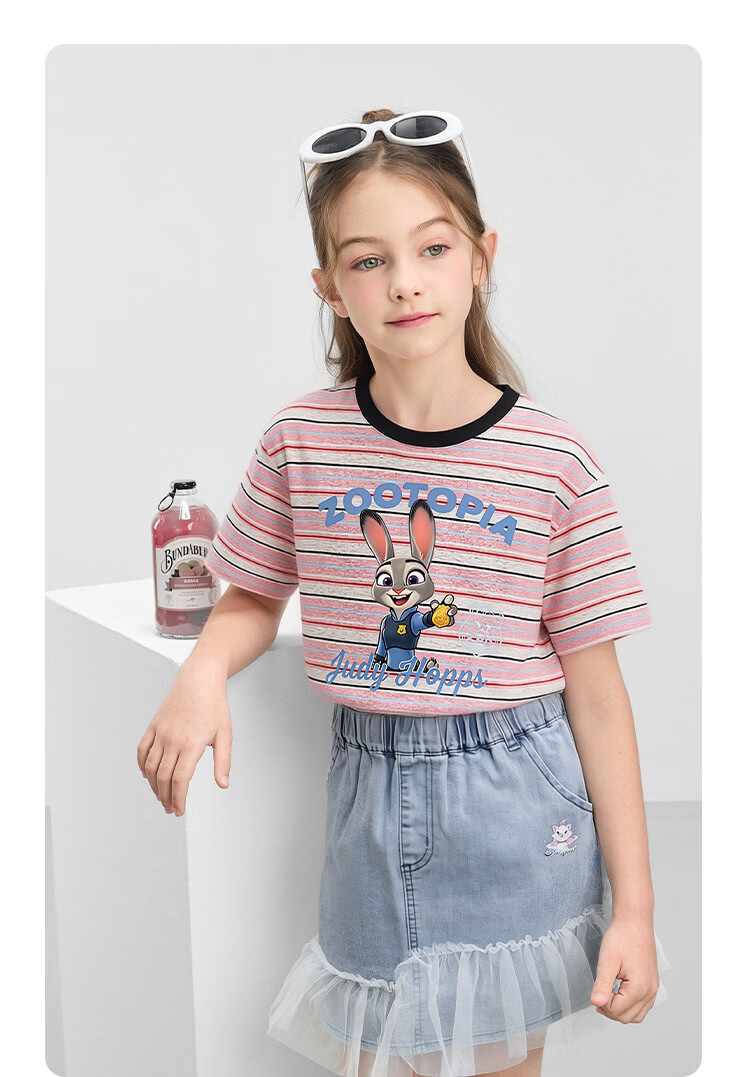 Disney Zootopia Girls' Short Sleeve T-Shirt Judy Print Cotton Pink Size 110 33