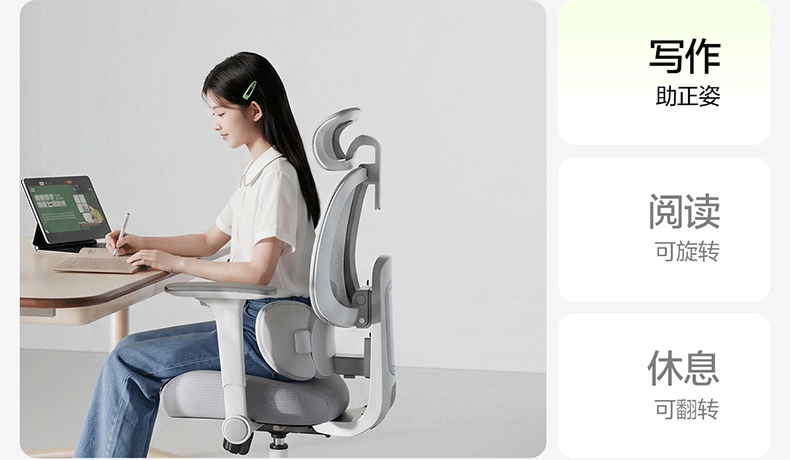 Xige E9 Study Chair Student Desk Computer Chair Ergonomic Seat for High School Students Age 12-18 Home Use 27