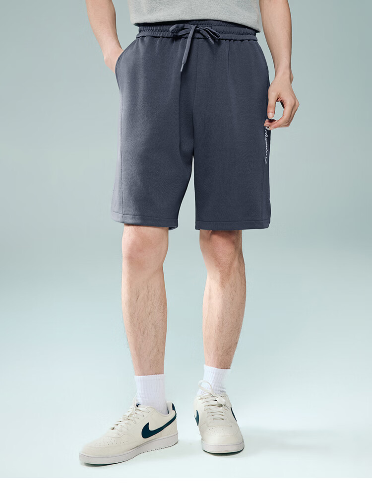 Giordano Men's Casual Shorts Letter Embroidered Knit Sweatpants Drawstring Elastic Waist Sports Pants 13106305 18