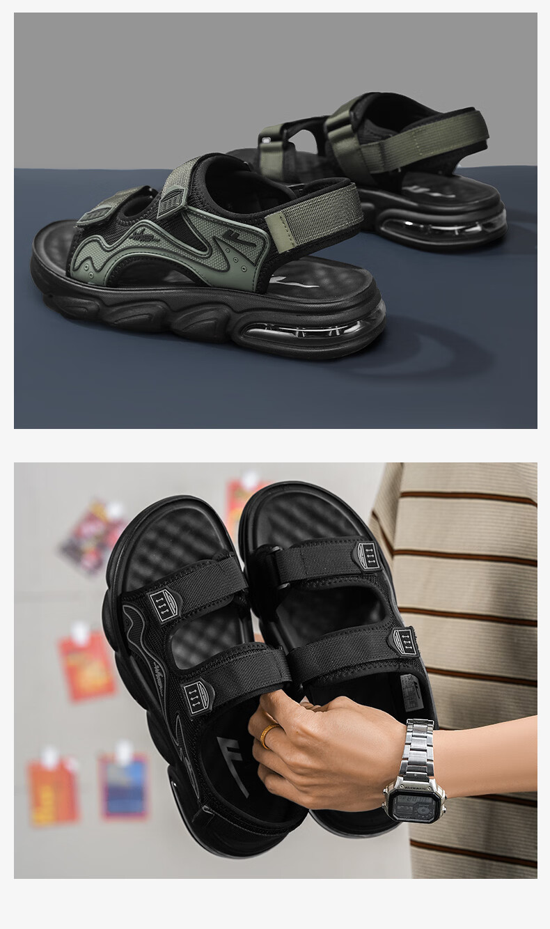 Warrior Official Flagship Store Men's Breathable Casual Shoes Men's Beach Sandals Black Size 39 19