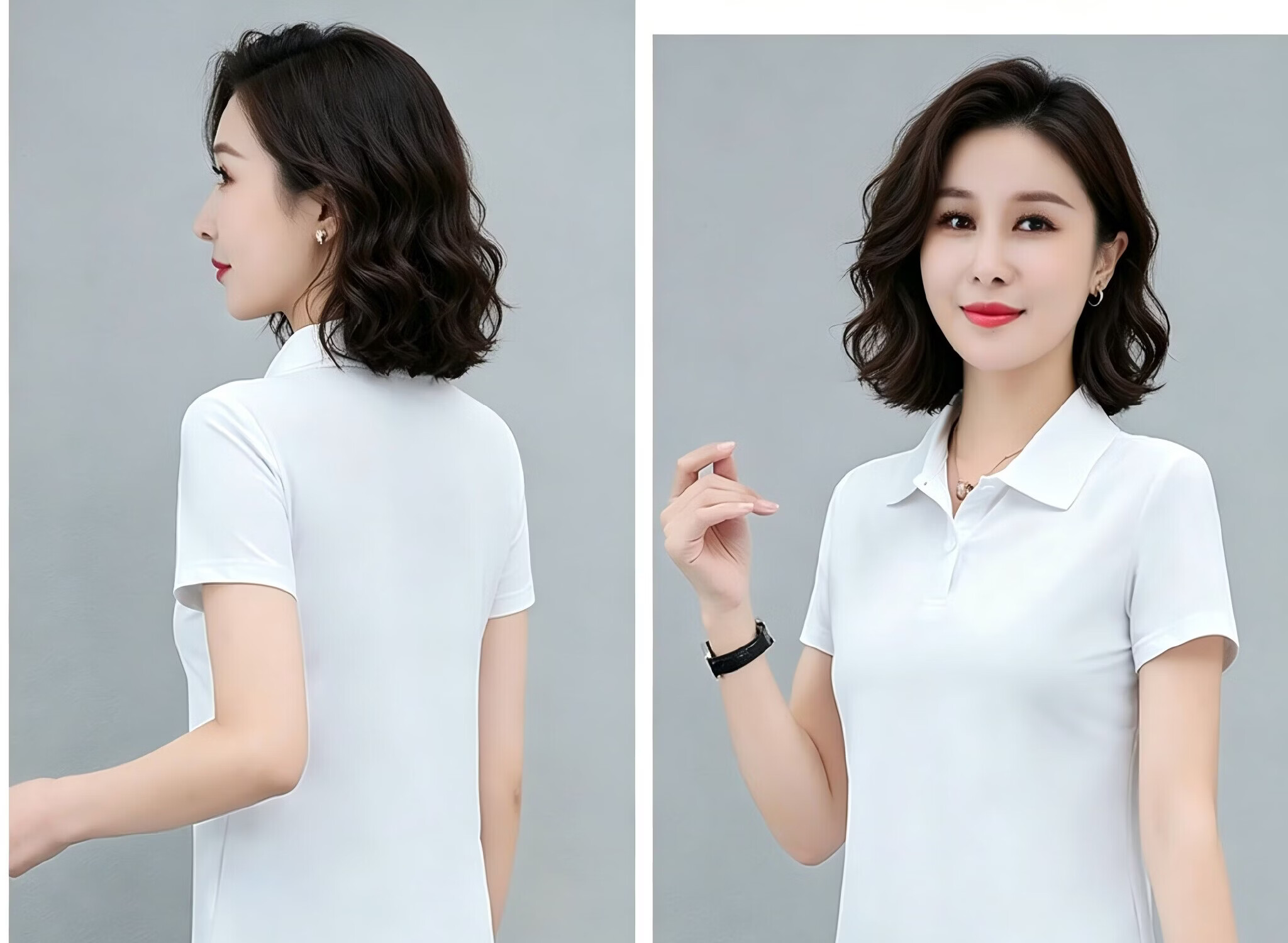 AEMAPE Ice Silk Solid Color Short Sleeve T-Shirt Women 2026 Summer New Fashionable Polo Shirt Casual Versatile Collared Top 18