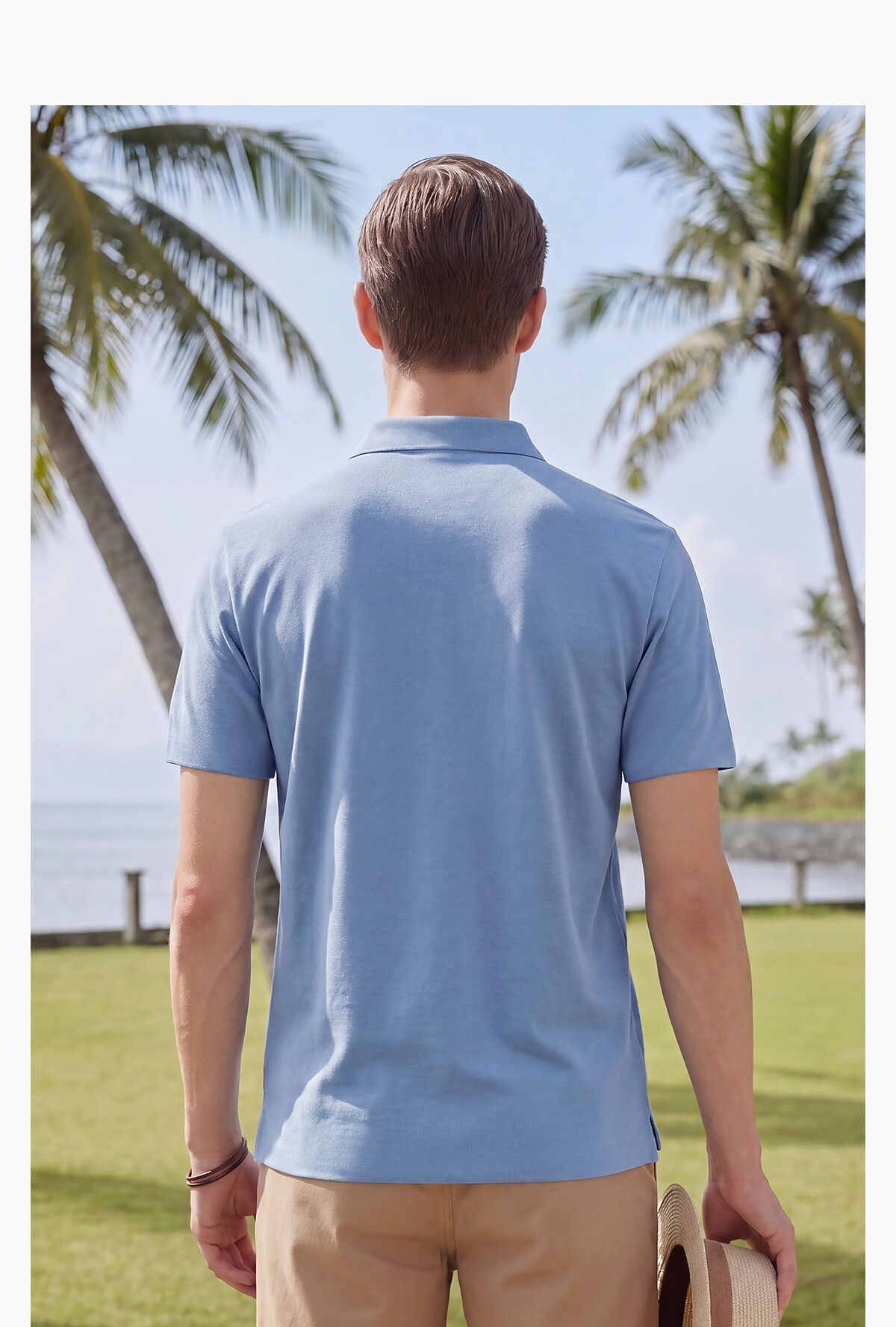 Hodo Red Bean Mulberry Silk Blend Short Sleeve Polo Shirt Men Summer Cool Comfortable Breathable Cotton T-Shirt Men Collared T-Shirt 13