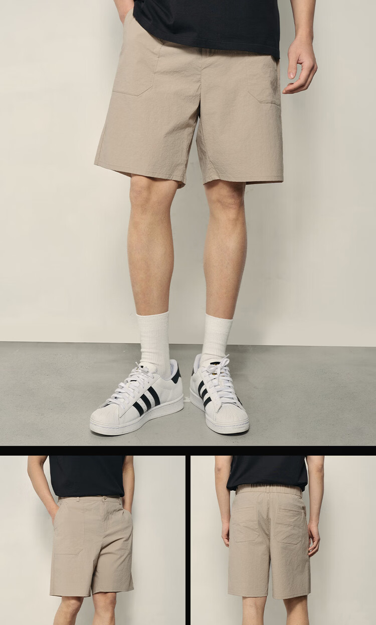 Giordano Men's 2026 Summer Textured Semi-Elastic Waist Casual Shorts Korean Style 01106598 14