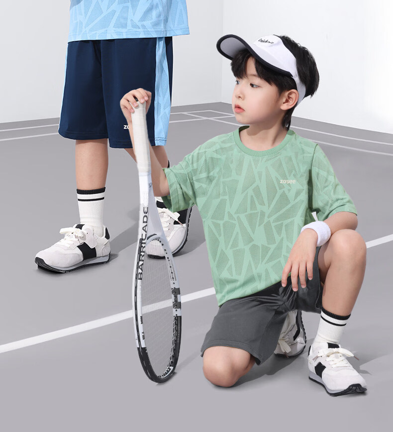 Zuoxi Boys' Summer Outfit Set, 2026 New Style Children's Short-Sleeve Set, Quick-Dry Sports Two-Piece Suit for Summer, Blue, Size 160 10