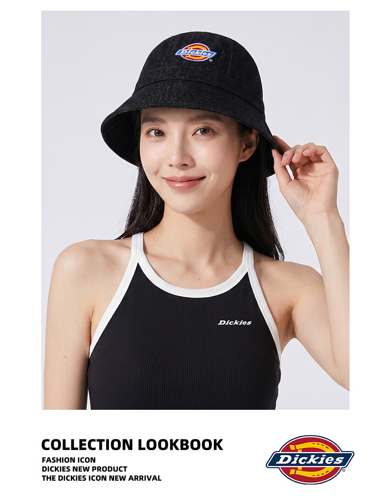 Dickies Women's New Sun Protection Fisherman Hat Large Head Circumference Slimming Face Sunshade Bucket Hat Black for Men and Couples Casual Cap 6