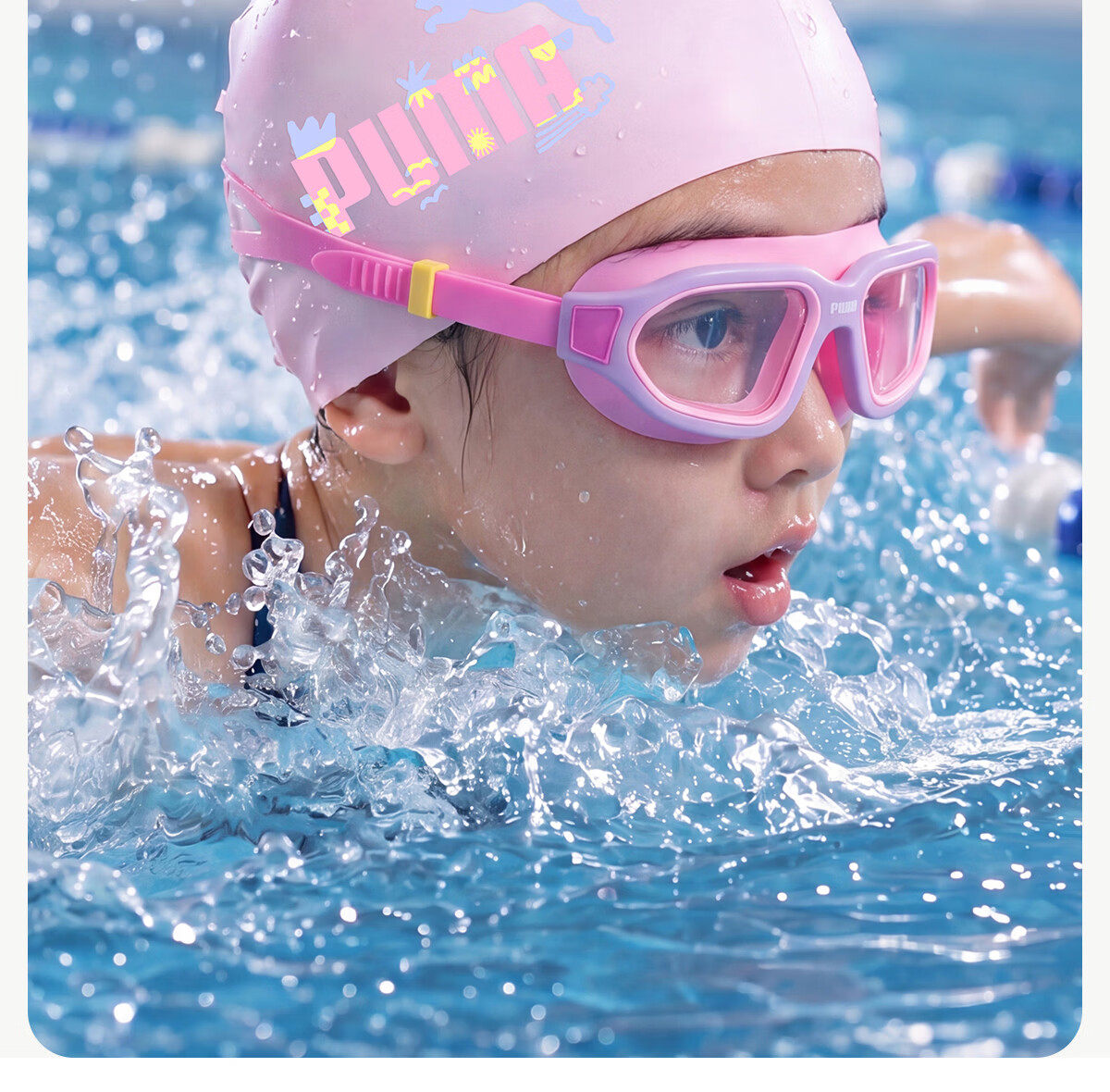 PUMA Kids Silicone Swim Cap Lightweight Comfortable Non-Tight Slip-Resistant Waterproof High Elastic Skin-Friendly Eco-Safe Material Swimming Cap 23