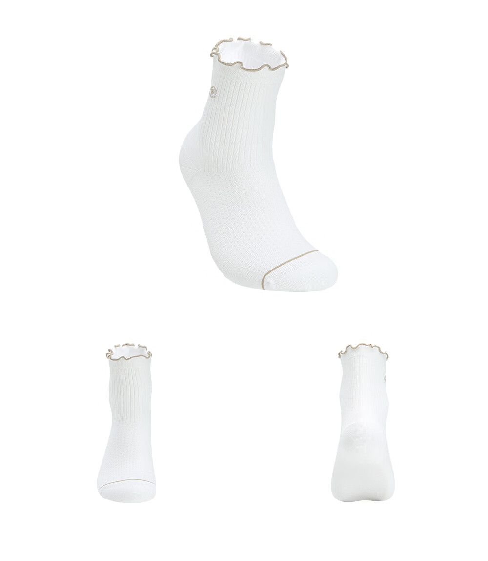 FILA Official Women's New Mid-Waist Golf Sports Socks Wave Pattern Comfortable Simple Mid-Calf Socks 6