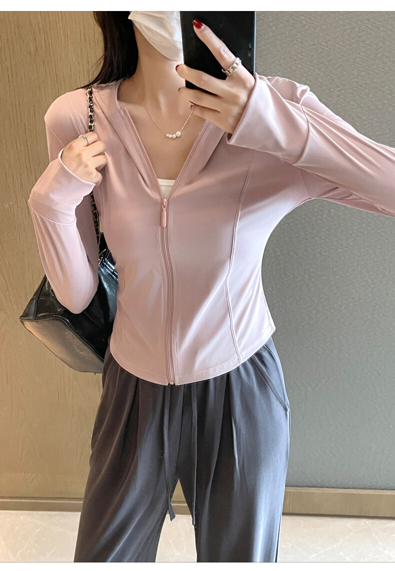 Langsha Women's Ice Silk Sunscreen Jacket Summer Thin Outdoor UV Protection Slim Fit Short Cardigan Coat 15