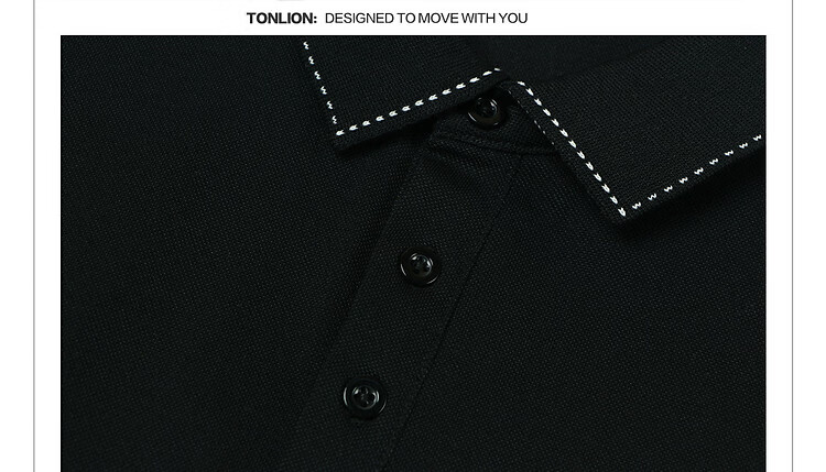 TonLion Summer Men's Short Sleeve Polo Shirt 2026 New Lapel Unique Design Black Casual Minimalist Business Style 19