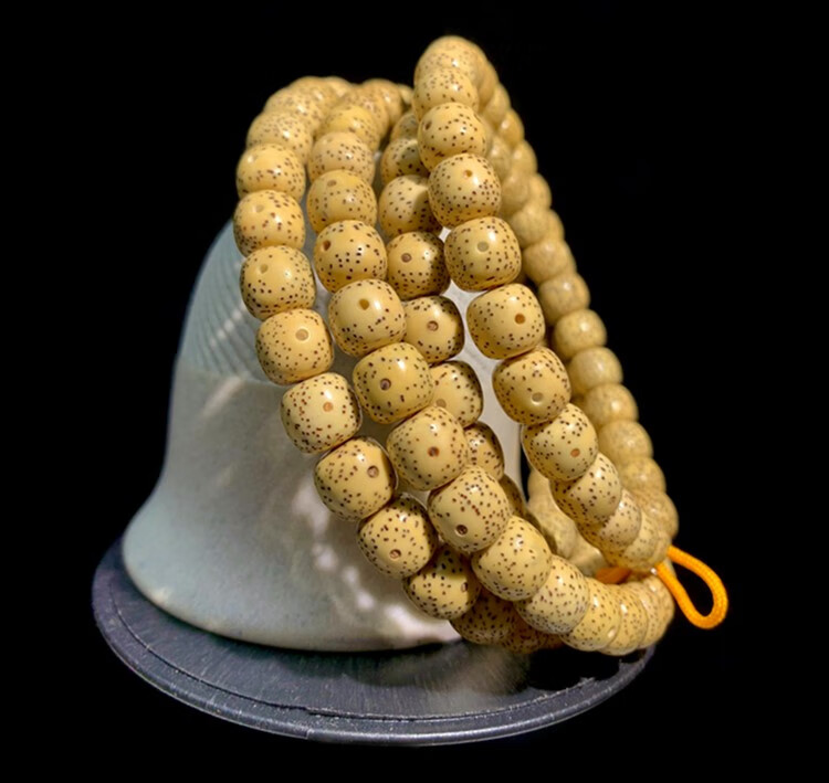 情冰 原生态黄金籽鸡油黄星月菩提 108颗正月手串海南佛珠男女手链