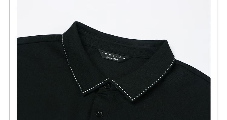 TonLion Summer Men's Short Sleeve Polo Shirt 2026 New Lapel Unique Design Black Casual Minimalist Business Style 18