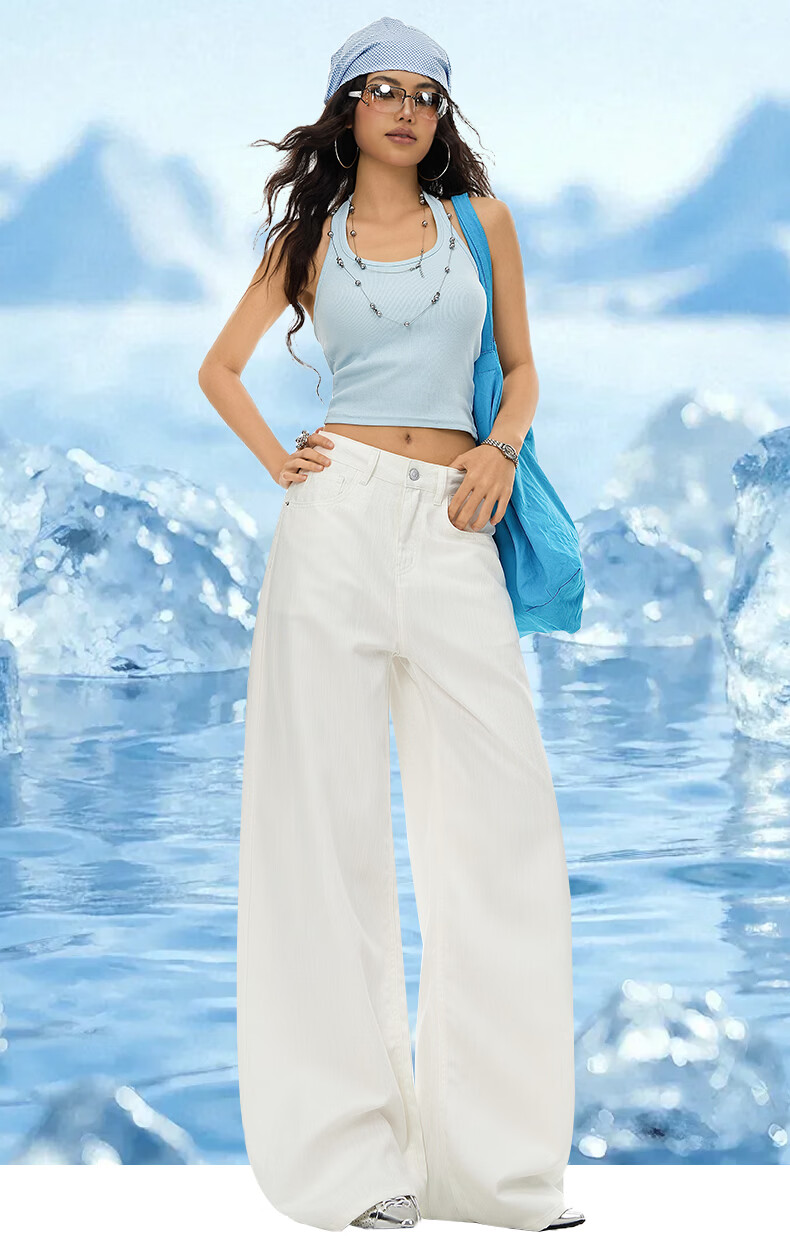 Boruilai Lyocell Summer Lightweight Three-Proof Denim Jeans for Women 2026 New Bamboo Texture White Casual Wide-Leg Pants 2