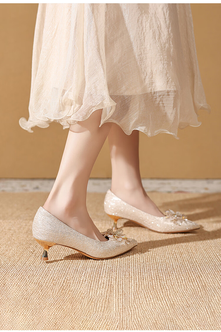 Josiny Red Wedding Shoes for Women, Spring 2026 New Season High Heels, Bridal Engagement Shoes, French-Style Pumps, Xiuhe Wedding Dress, Red, Size 35 6