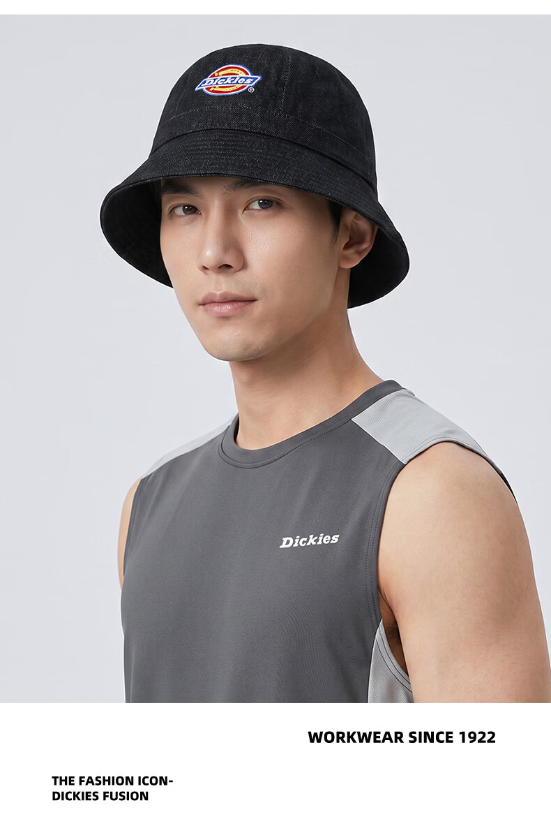 Dickies Women's New Sun Protection Fisherman Hat Large Head Circumference Slimming Face Sunshade Bucket Hat Black for Men and Couples Casual Cap 5