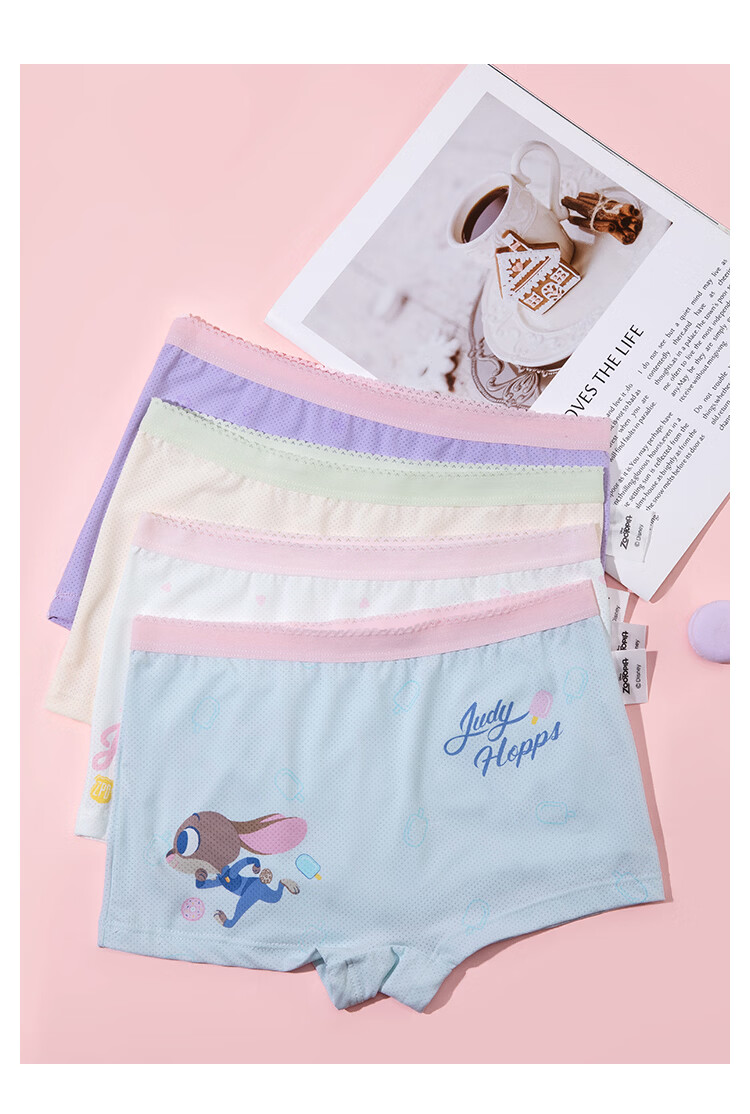 Disney Bunny Officer Cooling Children's Underwear 26 Summer Girls Comfortable Breathable Boxer Briefs Class A 4-Pack Size 150 14