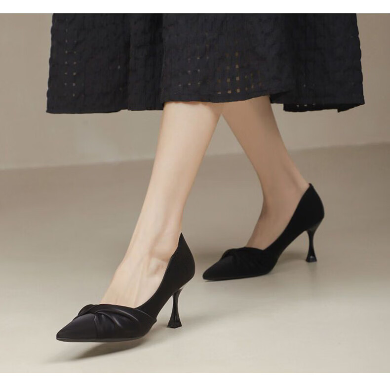 FOOTOPPO Nude Pointed Toe Stiletto Patent Leather High Heels Women's New Comfortable Professional Shoes 24