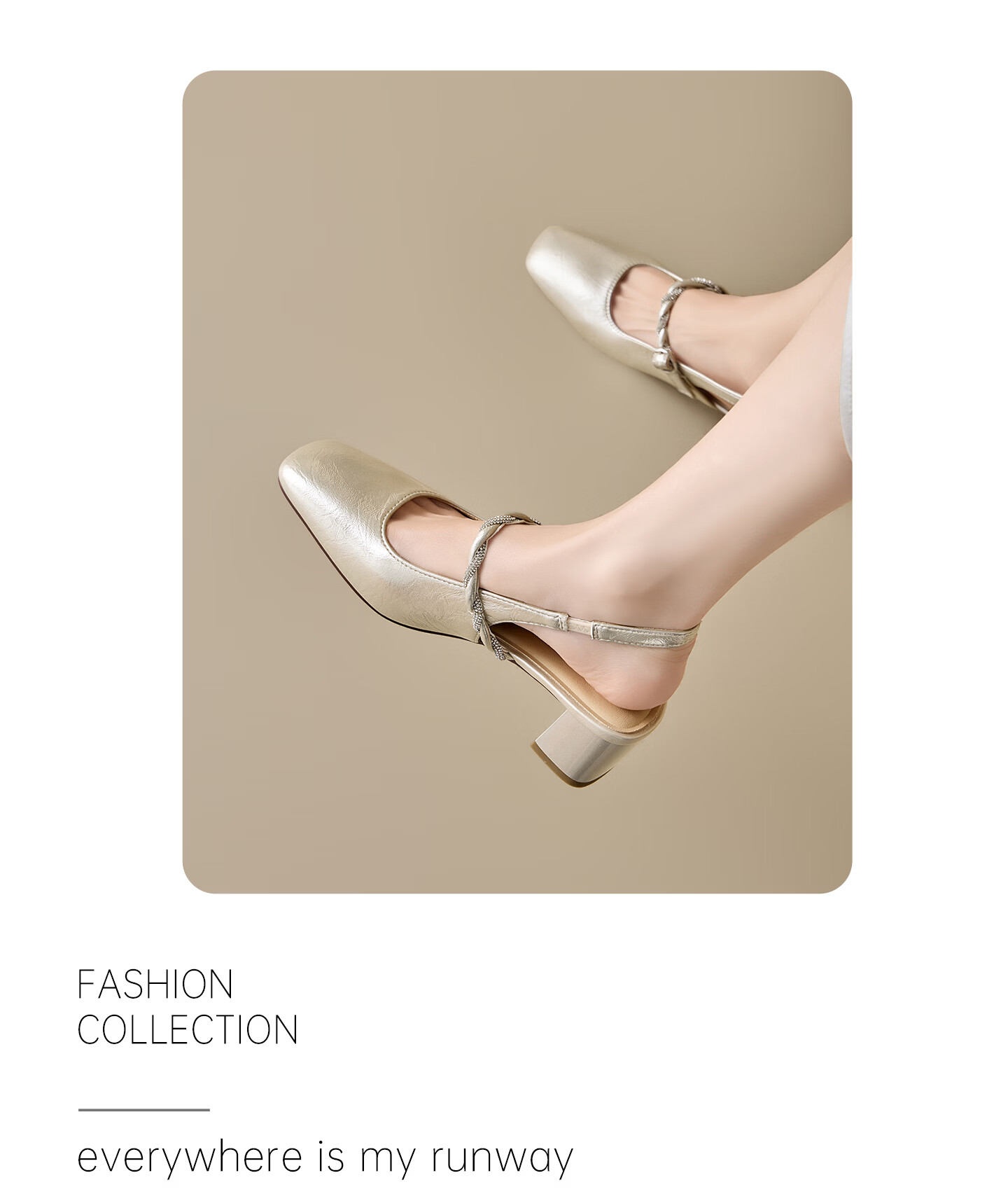 Josiny Mary Jane Shoes Women 2026 Spring New French Style Backless High Heels with Skirt Versatile Single Shoes Champagne Gold Size 35 11