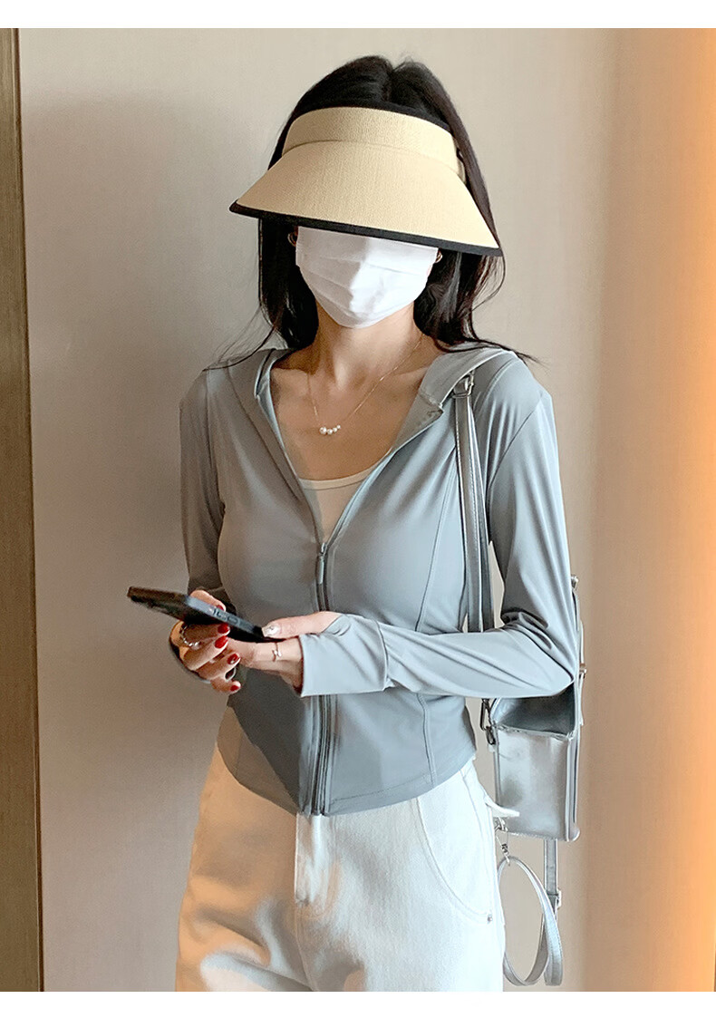 Langsha Women's Ice Silk Sunscreen Jacket Summer Thin Outdoor UV Protection Slim Fit Short Cardigan Coat 21