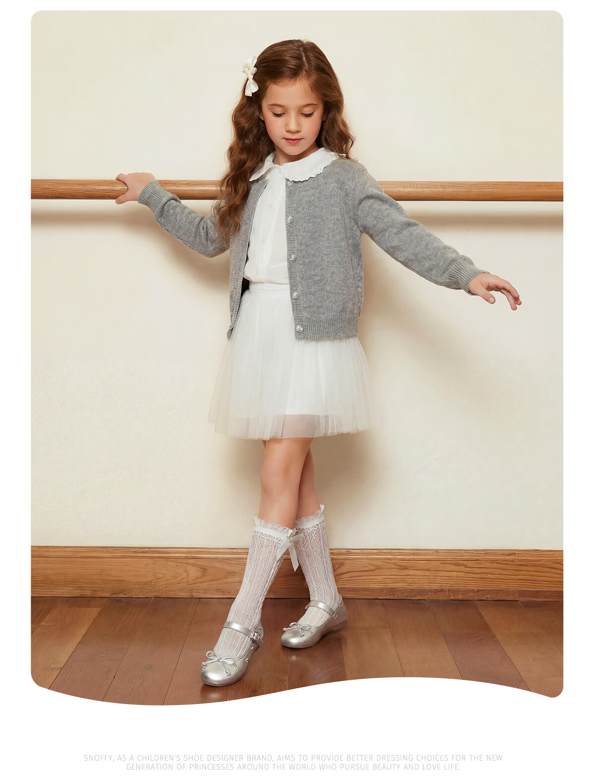 SNAFFY Girls' Leather Shoes Children's Princess Shoes Spring Little Girls British Style Fashion Soft Sole Shoes Moonlight Silver Size 32 12
