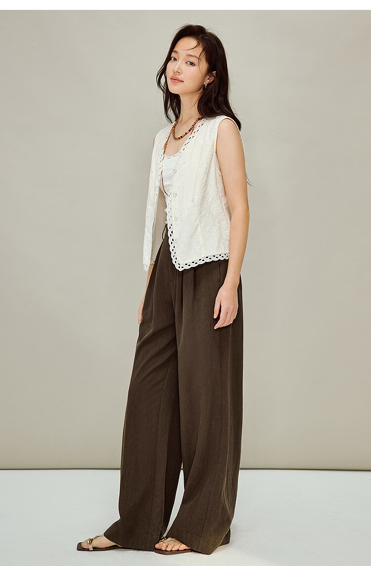 INMAN Embossed Embroidery V-Neck Short Sleeve Lace Blouse 26 Spring New Hollow Out Lace Top Beige L 15