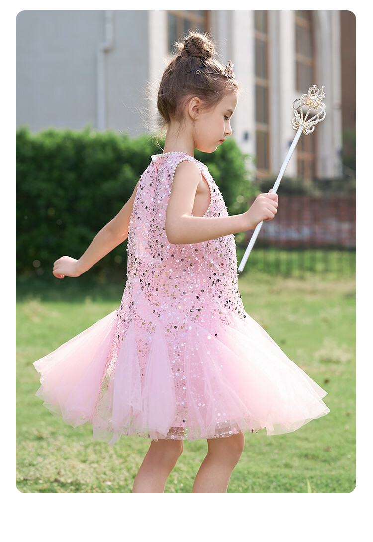 Disney Girls' Dress Children's Princess Tulle Dress Birthday Party Dress 2026 Summer New Girls' Sleeveless Dress 14