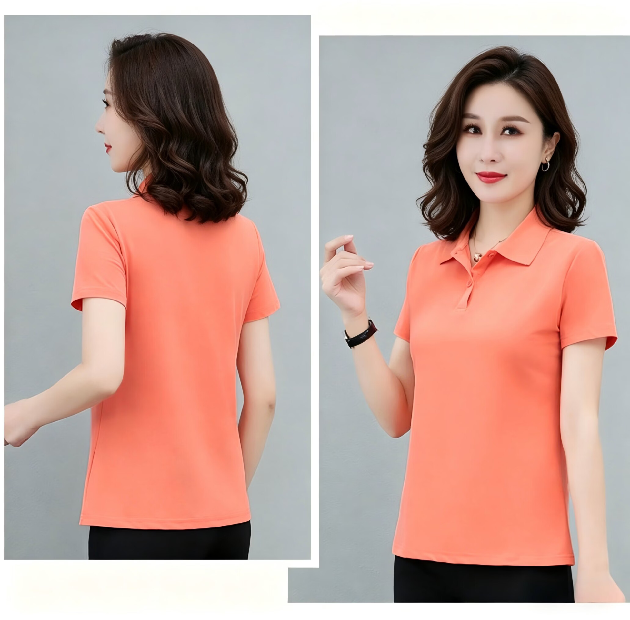 AEMAPE Ice Silk Solid Color Short Sleeve T-Shirt Women 2026 Summer New Fashionable Polo Shirt Casual Versatile Collared Top 23