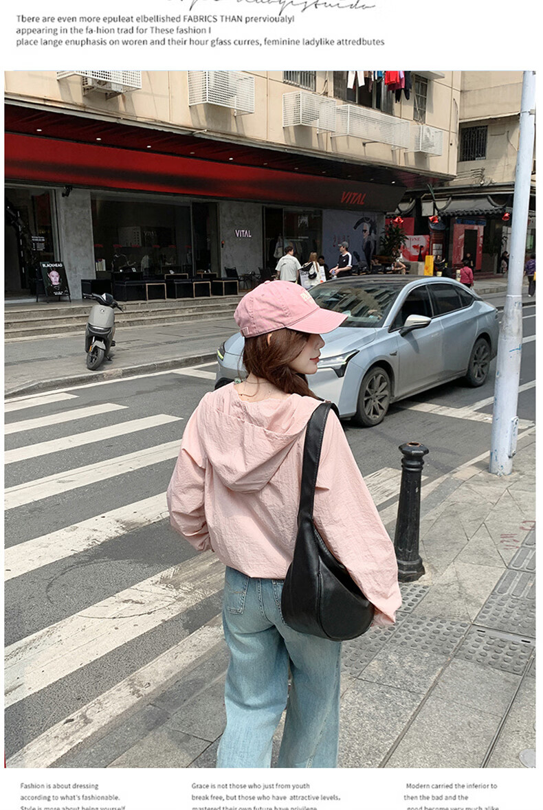 Langsha Women's Hooded Woven Sun Protection Jacket Summer Lightweight Outdoor Sports UV Protection Quick-Dry Loose Coat 16