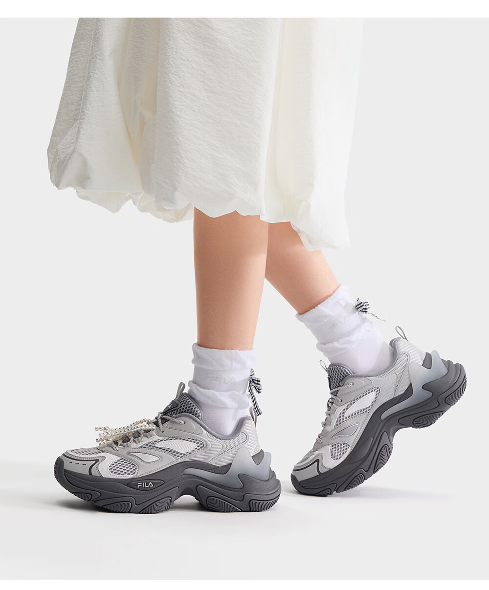 FILA Official Fishbone 3+ Dad Shoes Women's Casual Shoes 2026 Summer New Height Increasing Sports Shoes 4
