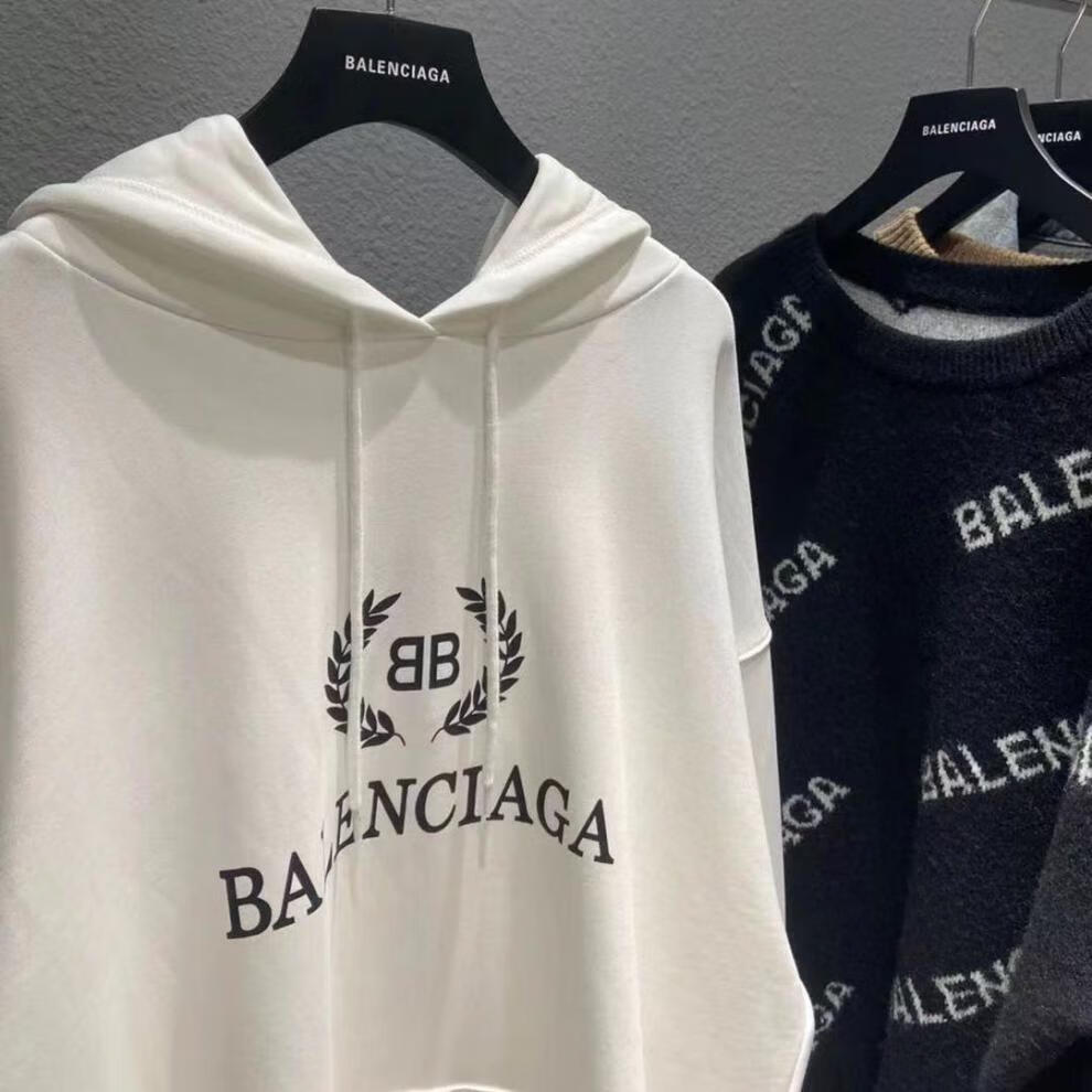 奢侈品69巴·黎·世家高端品牌同款双b字母麦穗印花连帽卫衣os版型