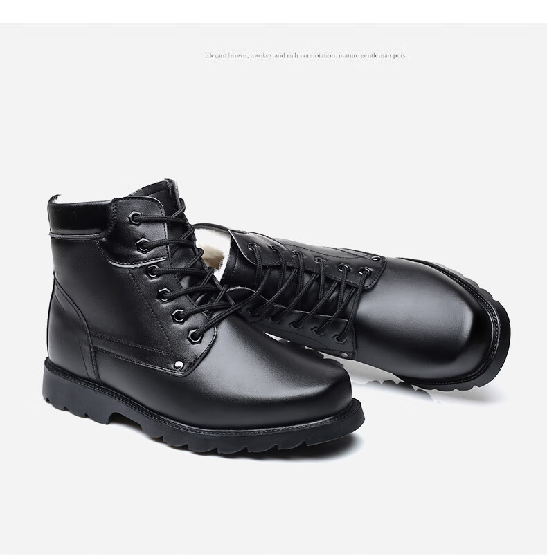 军勾棉靴马丁靴男冬季加绒保暖加厚军勾皮靴真皮男士皮鞋雪地靴东北大