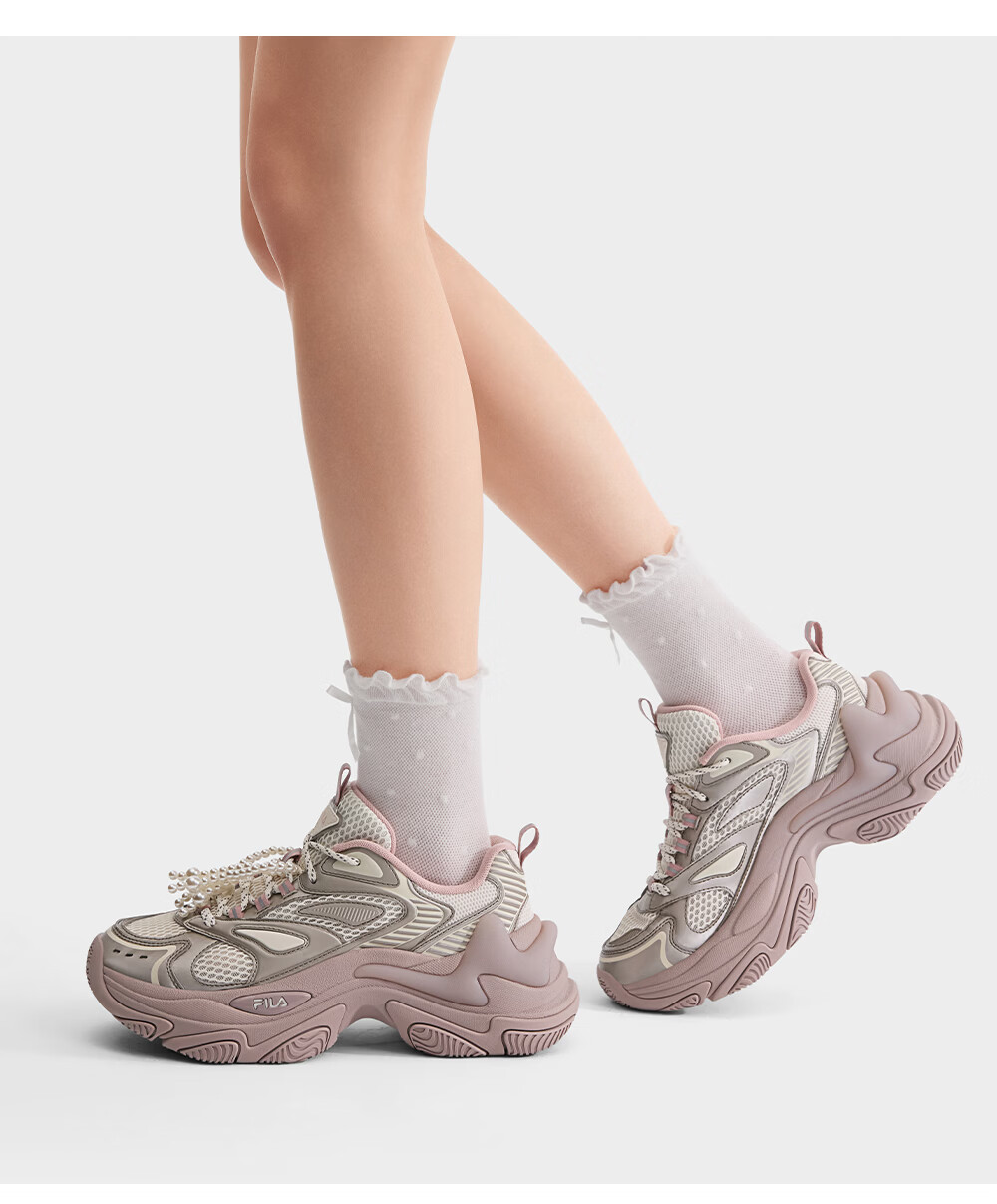 FILA Official Fishbone 3+ Dad Shoes Women's Casual Shoes 2026 Summer New Height Increasing Sports Shoes 10