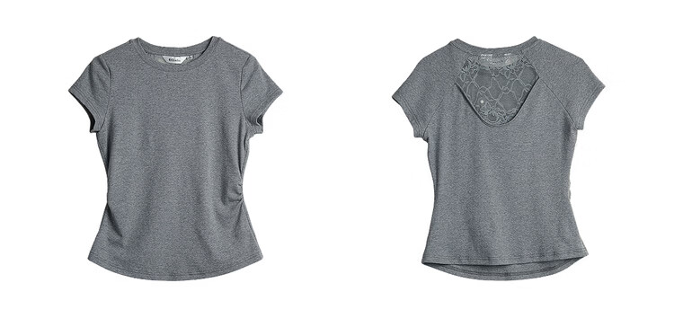 Olrain Eurielle New Summer Slim Fit Waist Round Neck Casual Cotton Knit Short Sleeve T-Shirt for Women Gray M 20