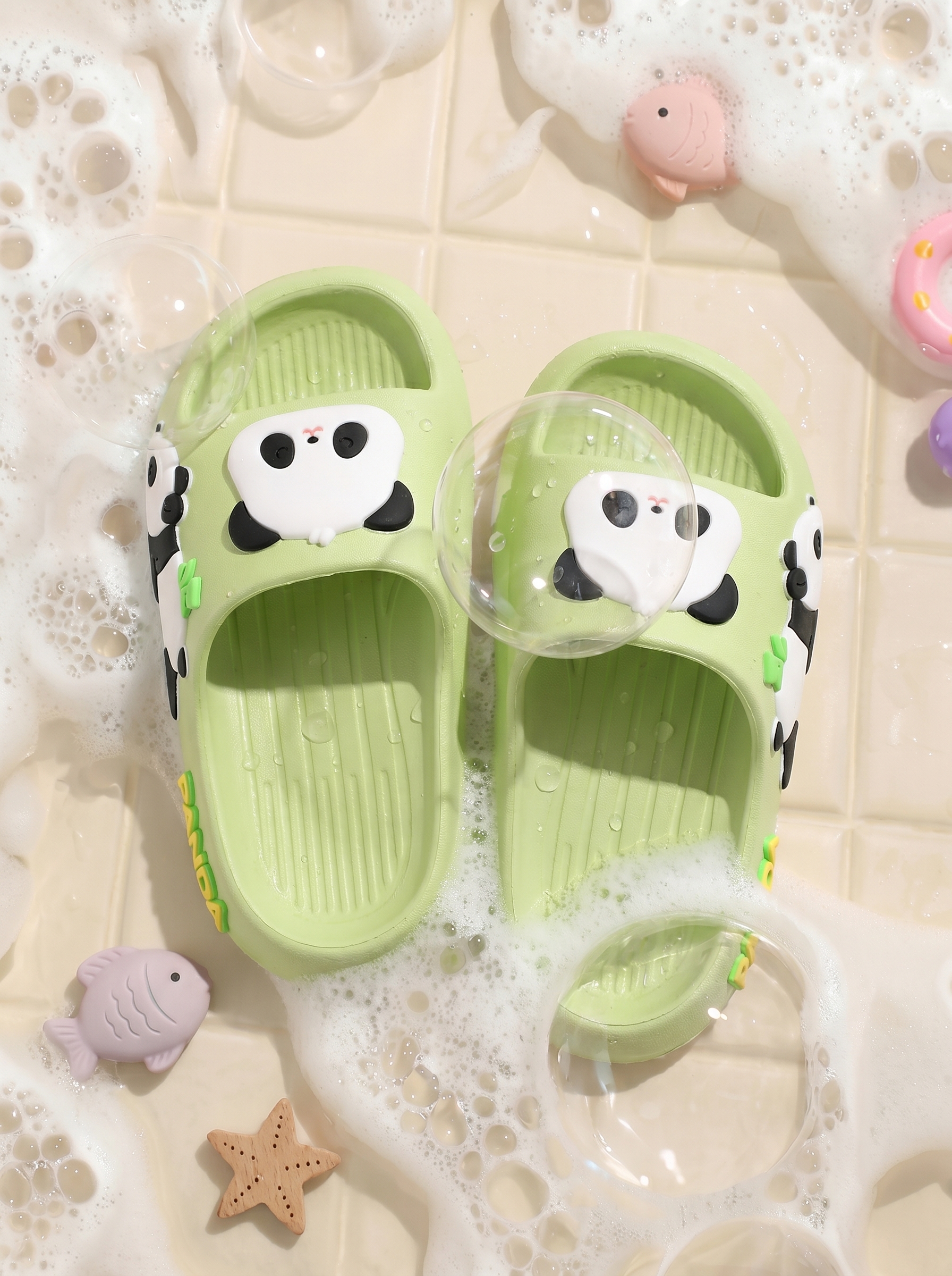 TUDOUWU Kids Slippers for Children, Indoor and Outdoor Non-Slip Soft Sole Sandals, Panda Design Size 210 4