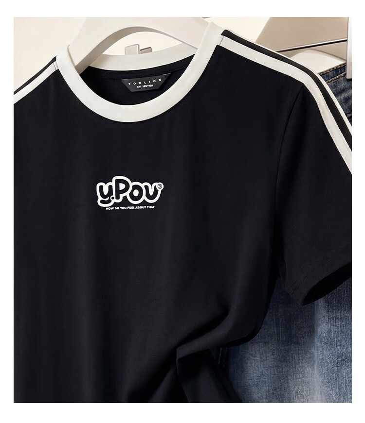 TonLion 2026 Summer New Couple Short Sleeve T-Shirt Unisex Shoulder Top Summer Trendy Short Sports Style 7
