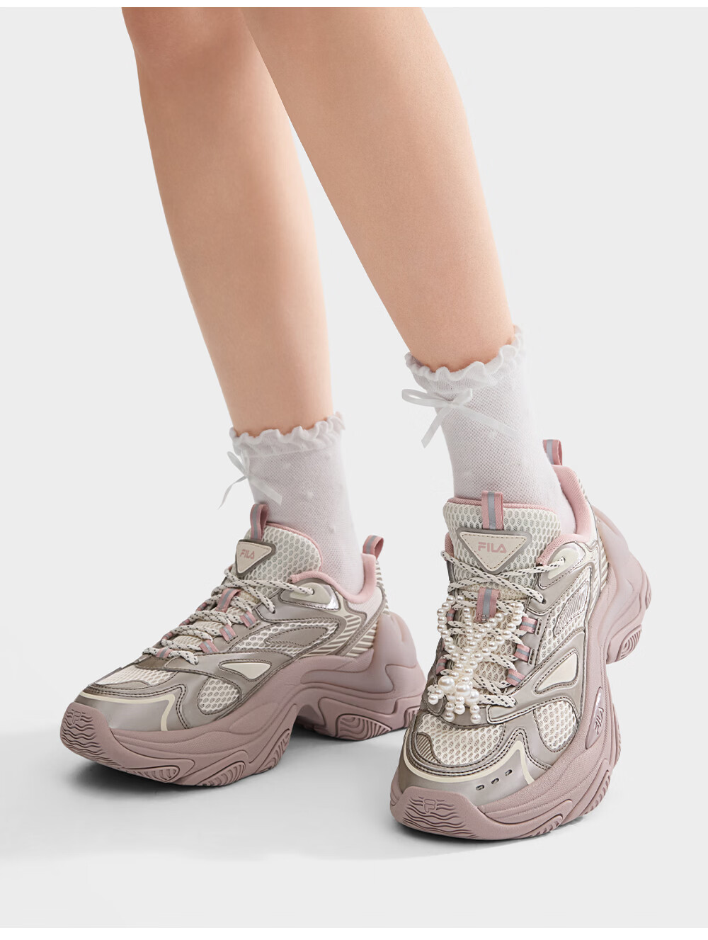 FILA Official Fishbone 3+ Dad Shoes Women's Casual Shoes 2026 Summer New Height Increasing Sports Shoes 11