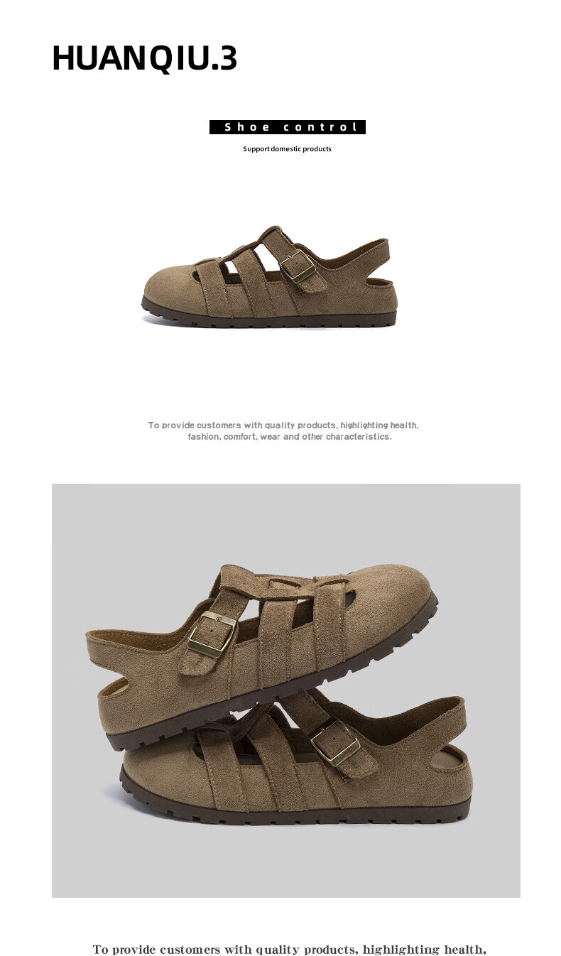 Global Birken Rome Women's Sandals 2026 Summer New Retro Versatile Closed-Toe Hollow Breathable Beach Sandals 6